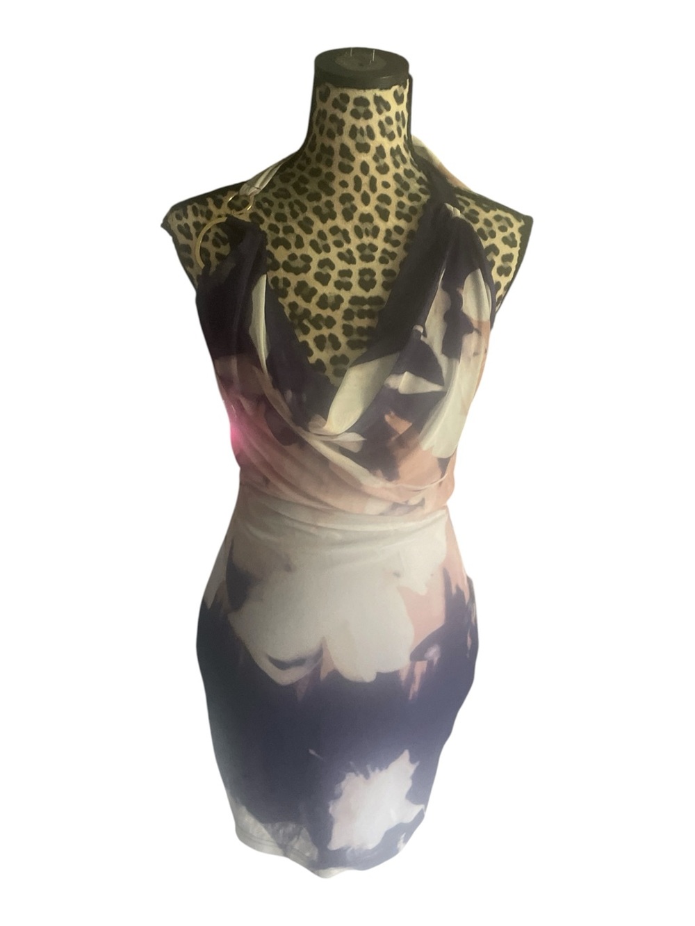 iris Floral Halter Dress in Black, White, Blush